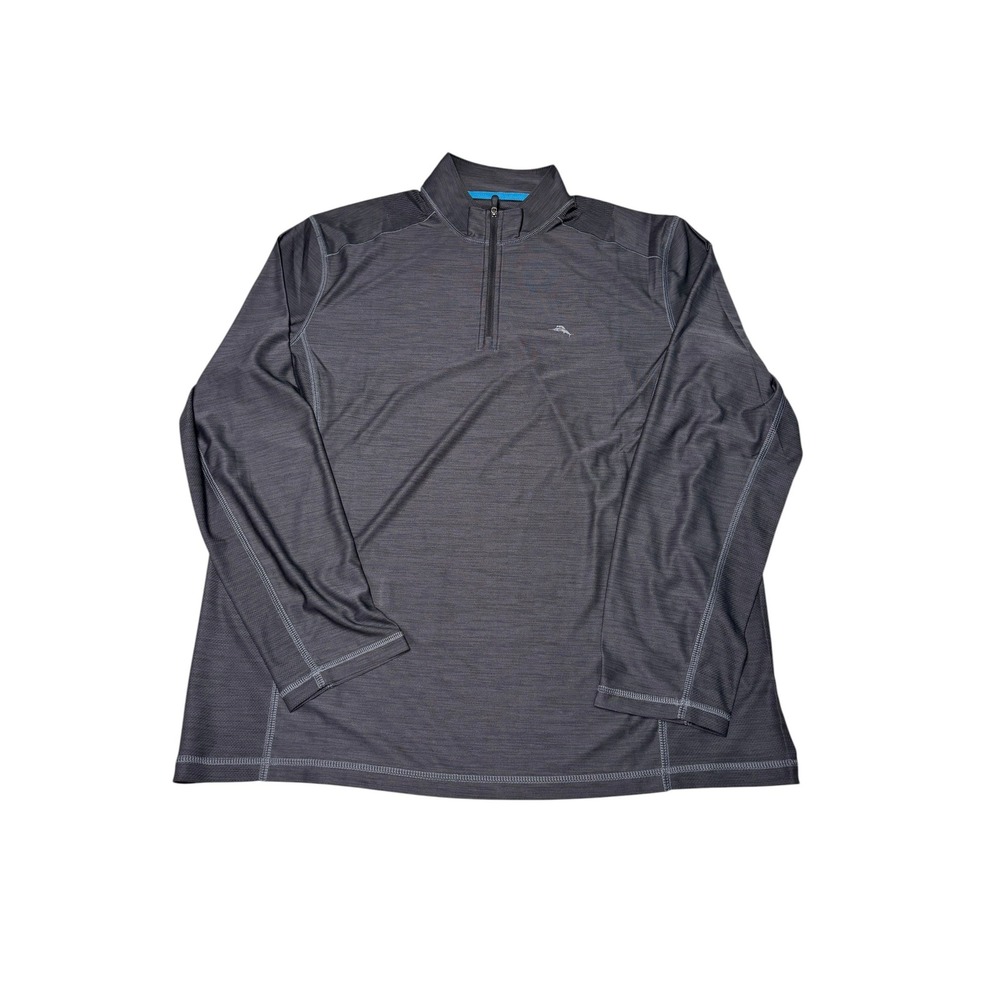 Tommy Bahama IslandZone Mens Medium Gray Quarter Zip Pullover Recycled Polyester